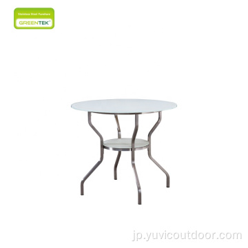 白い曇りの強化されたガラスダイニングテーブルのコーヒーテーブル